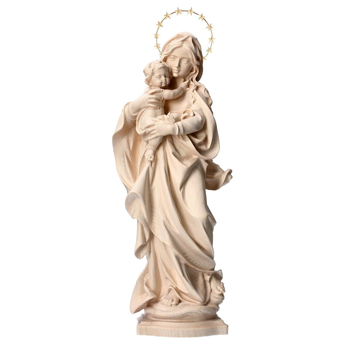 Madonna & Child Statue with Brass Halo | Our Lady of the Alps | Multiple Sizes