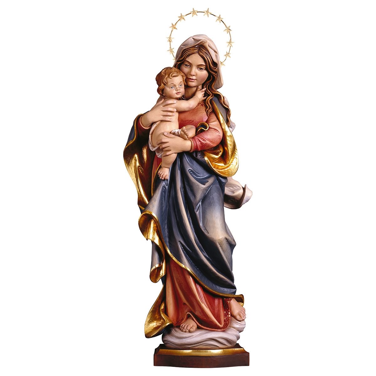 Madonna & Child Statue with Brass Halo | Our Lady of the Alps | Multiple Sizes