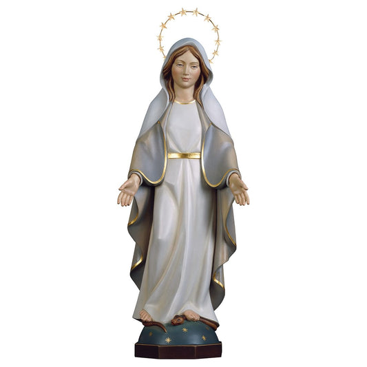 Modern Our Lady of Grace Statue with Brass Halo | Multiple Sizes & Finishes