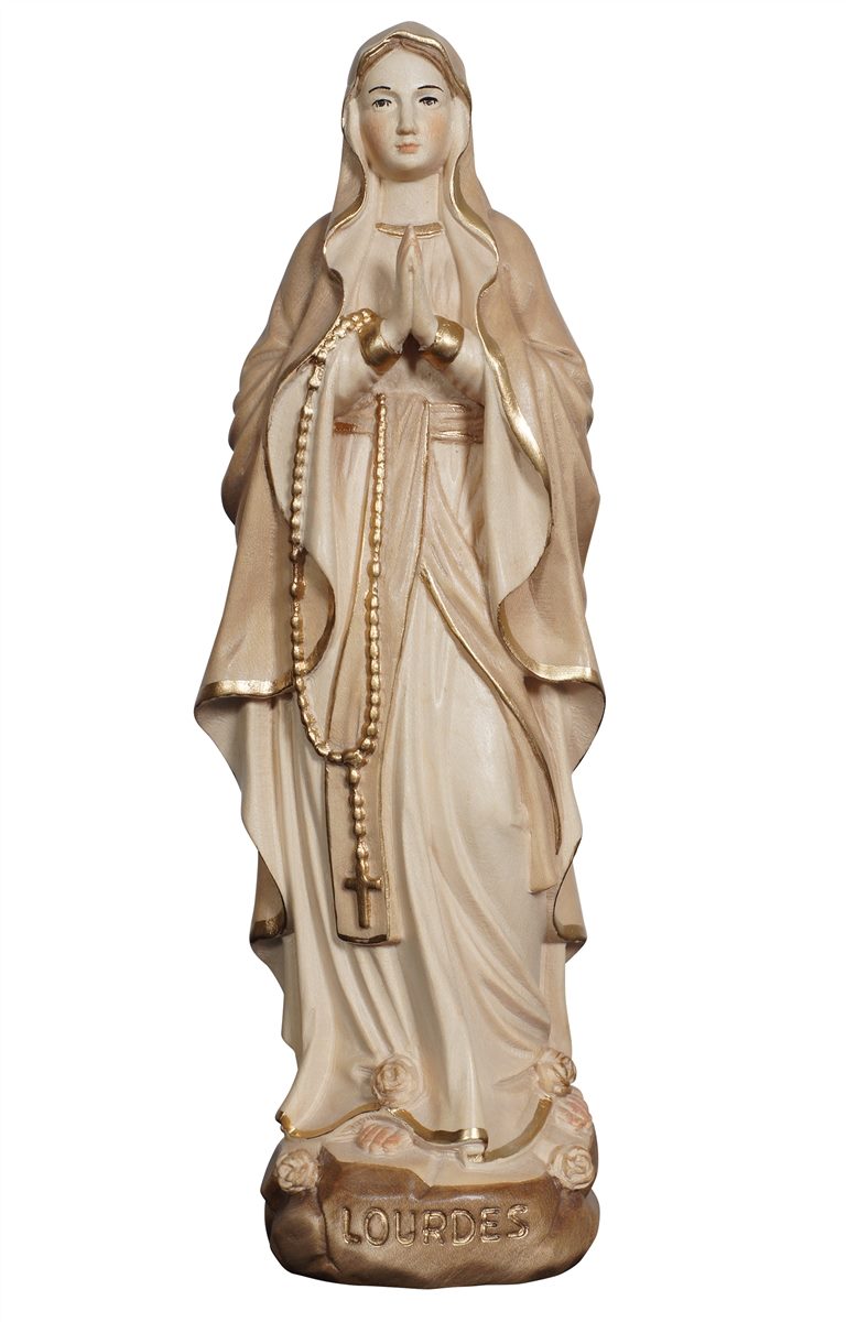 Our Lady of Lourdes Hand-Carved Wood Statue - Multiple Sizes & Finishes