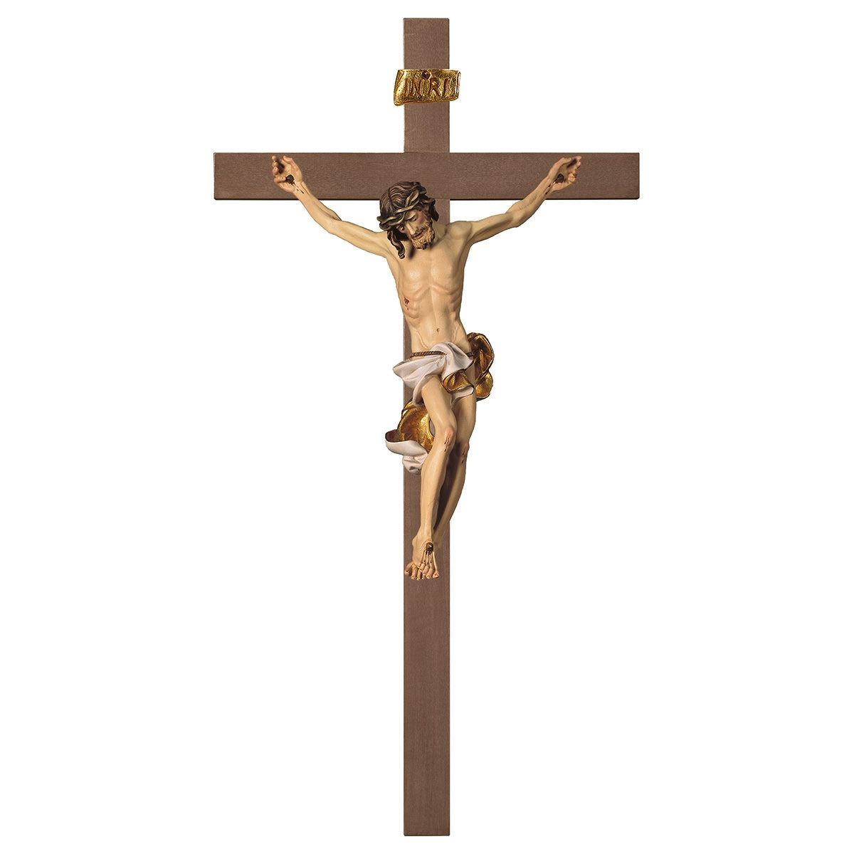 Baroque Plain Wood Crucifix | Multiple Sizes & Colors