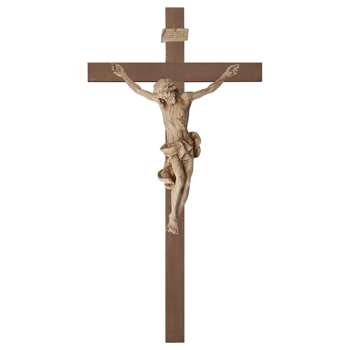 Baroque Natural Oak Plain Wood Crucifix | Multiple Sizes