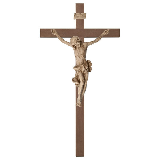 Baroque Natural Oak Plain Wood Crucifix | Multiple Sizes