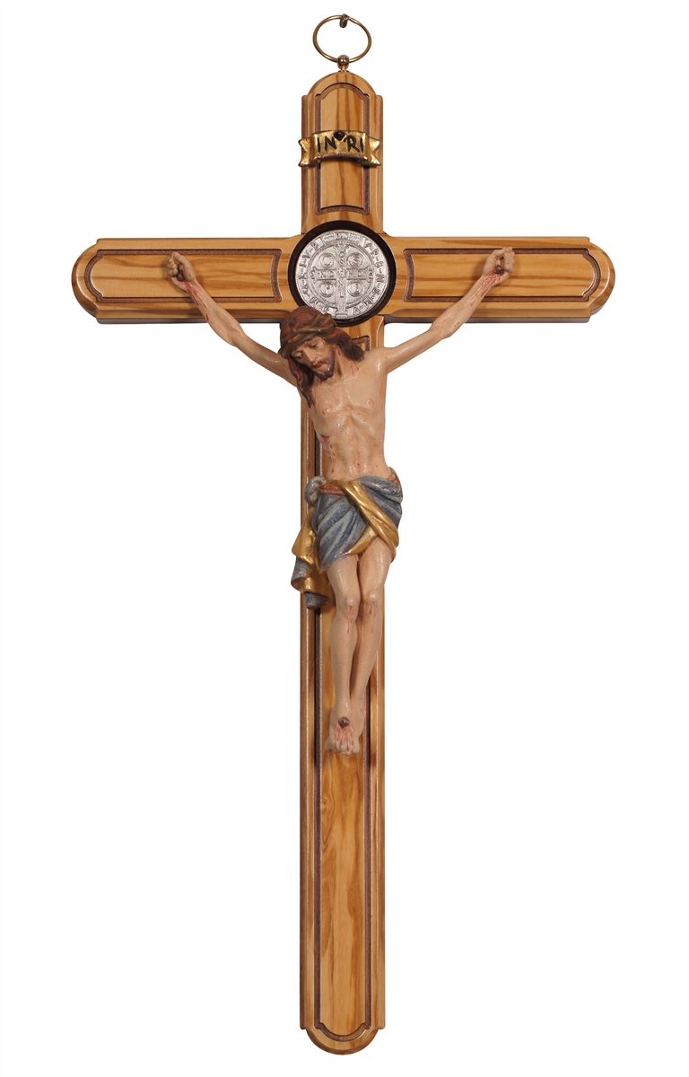 Siena Olive Wood Saint Benedict Crucifix | Multiple Finishes