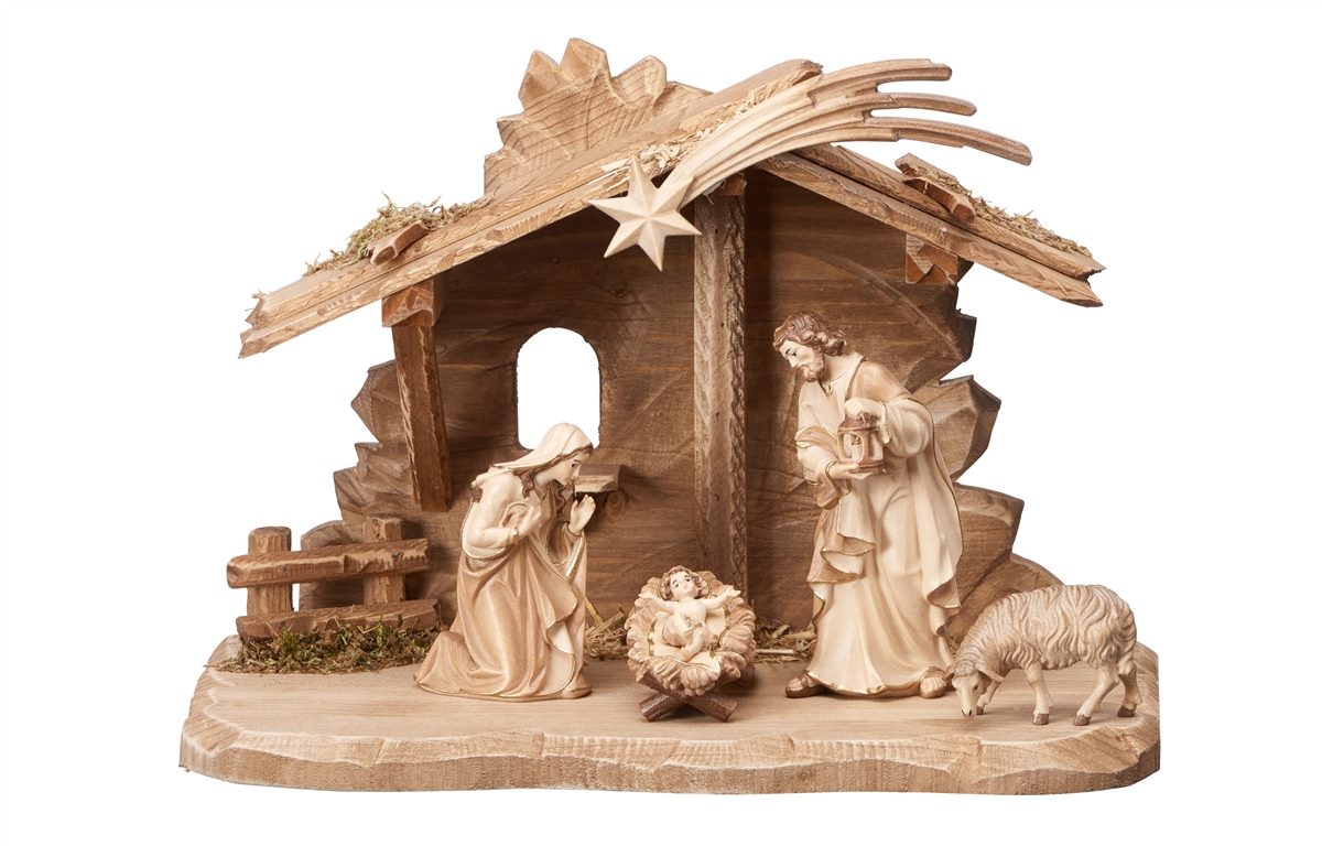 7-Piece Kostner "Tyrol Stable" Nativity Set | Includes Star & Lamb | Multiple Sizes & Finishes