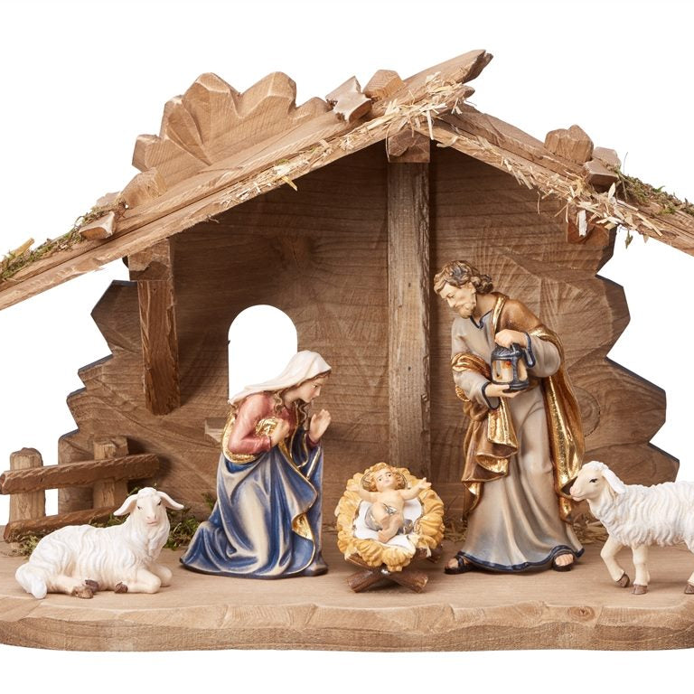 7-Piece Kostner "Tyrol Stable" Nativity Set | Includes Two Lambs | Multiple Sizes & Finishes