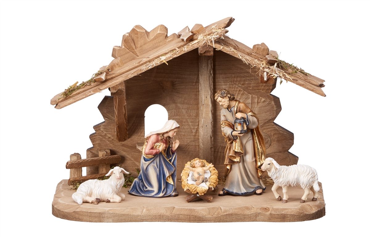 7-Piece Kostner "Tyrol Stable" Nativity Set | Includes Two Lambs | Multiple Sizes & Finishes