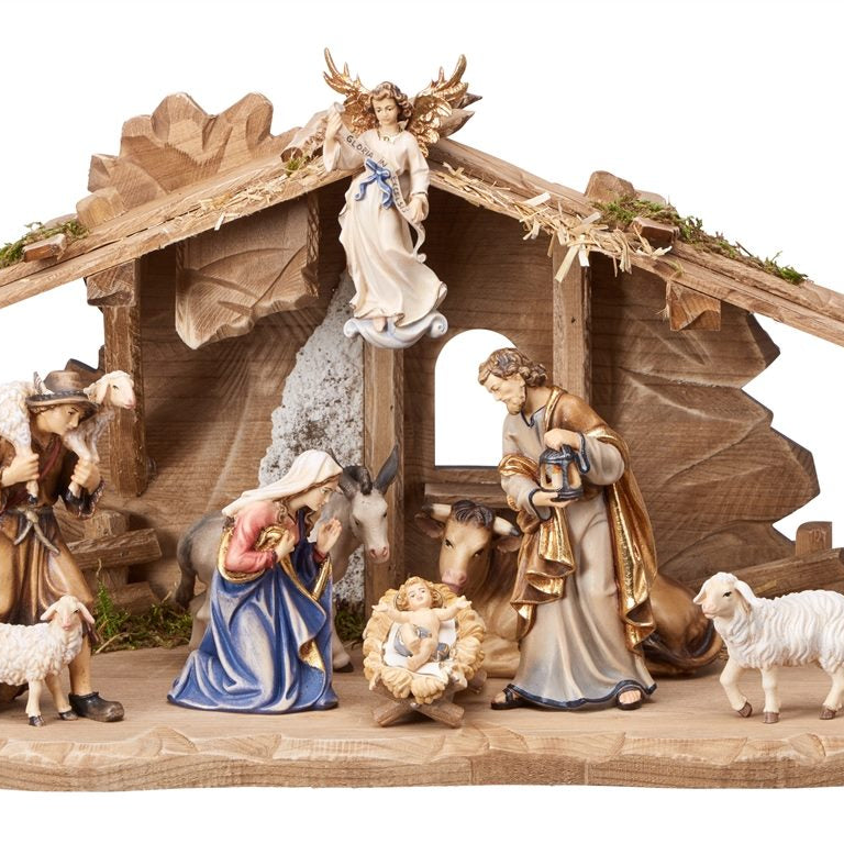 10-Piece Kostner "Tyrol Stable" Nativity | Multiple Sizes & Finishes