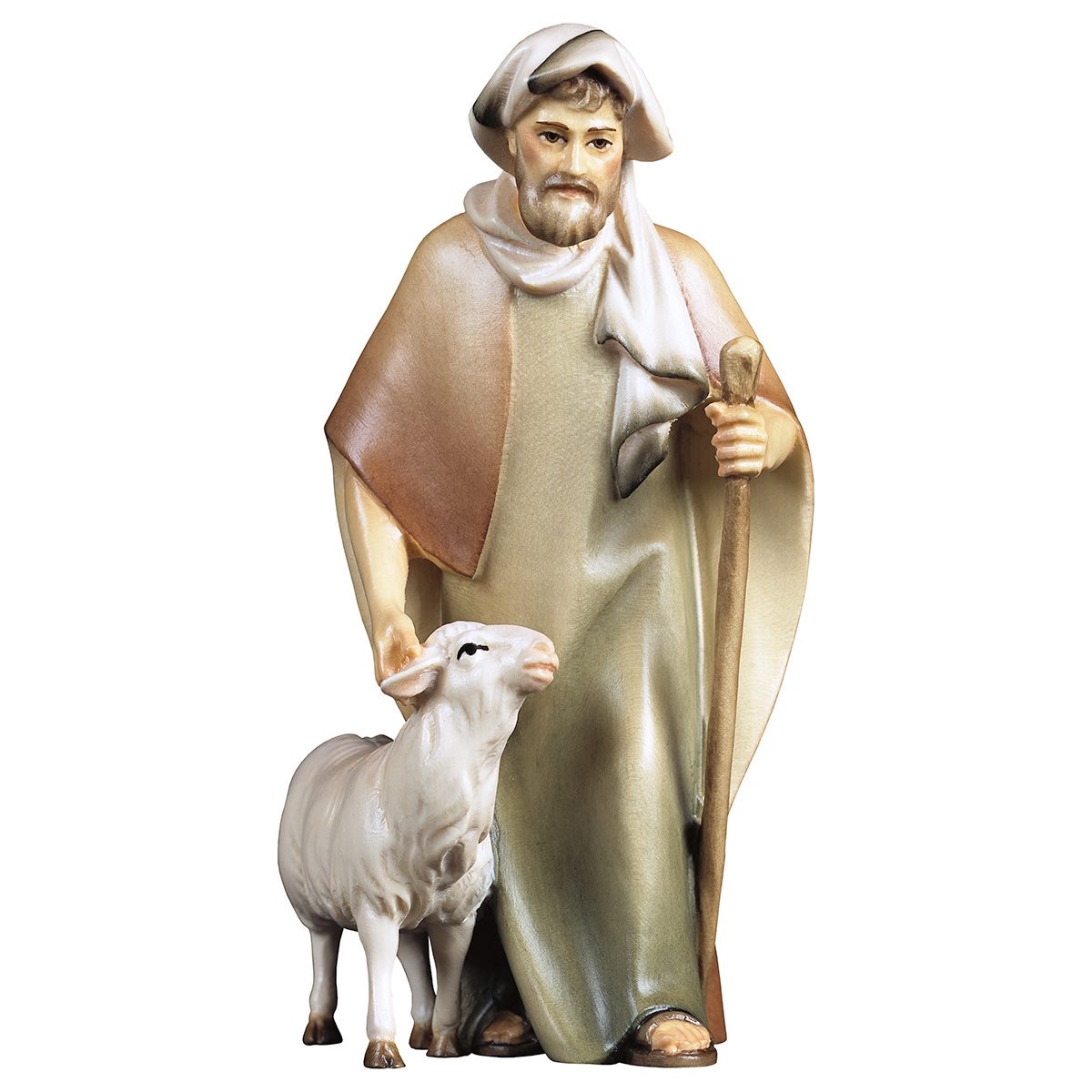 Shepherd with Staff & Sheep | Comet Nativity | Multiple Sizes & Finishes