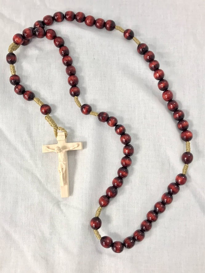 Maroon Wood Bead Rosary | 8mm Beads