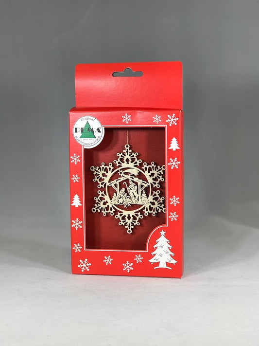 Nativity in Snowflake Ornament | Laser Cut Wood