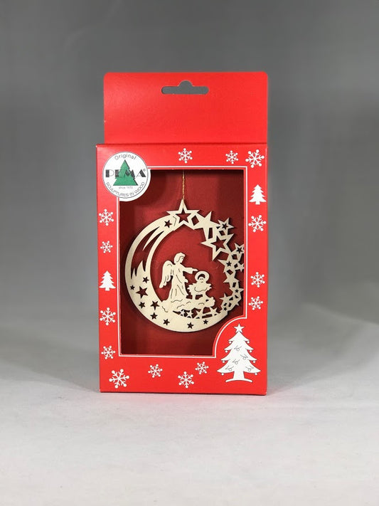 Angel & Manger Ornament | Laser Cut Wood
