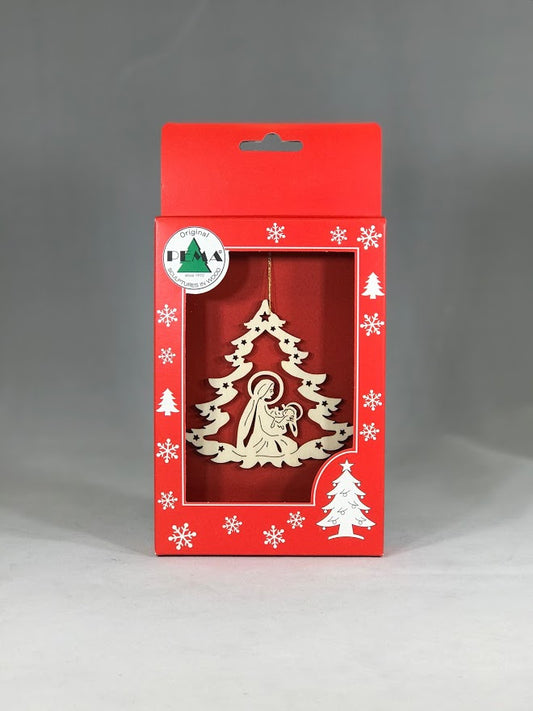 Mary & Child in Tree Ornament | Laser Cut Wood