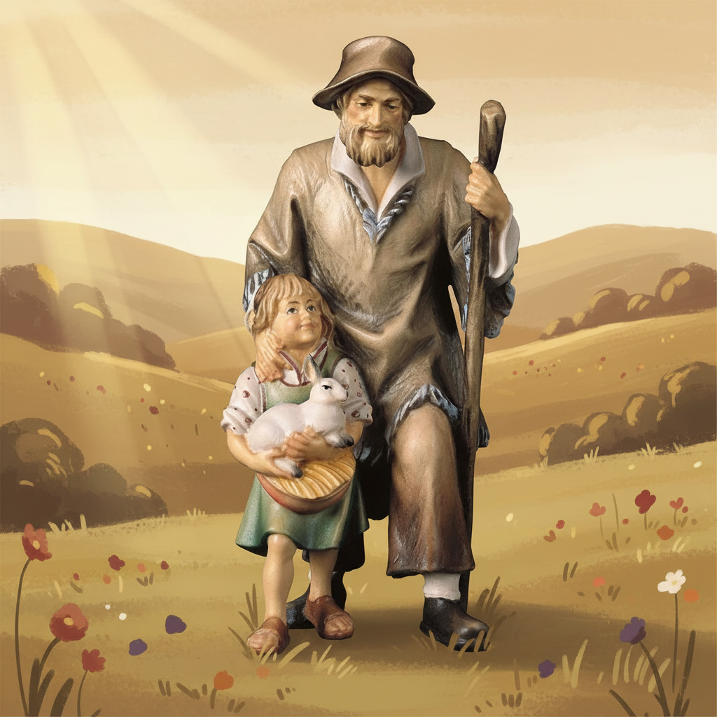 Afternoon Meadow - Shepherd with Girl