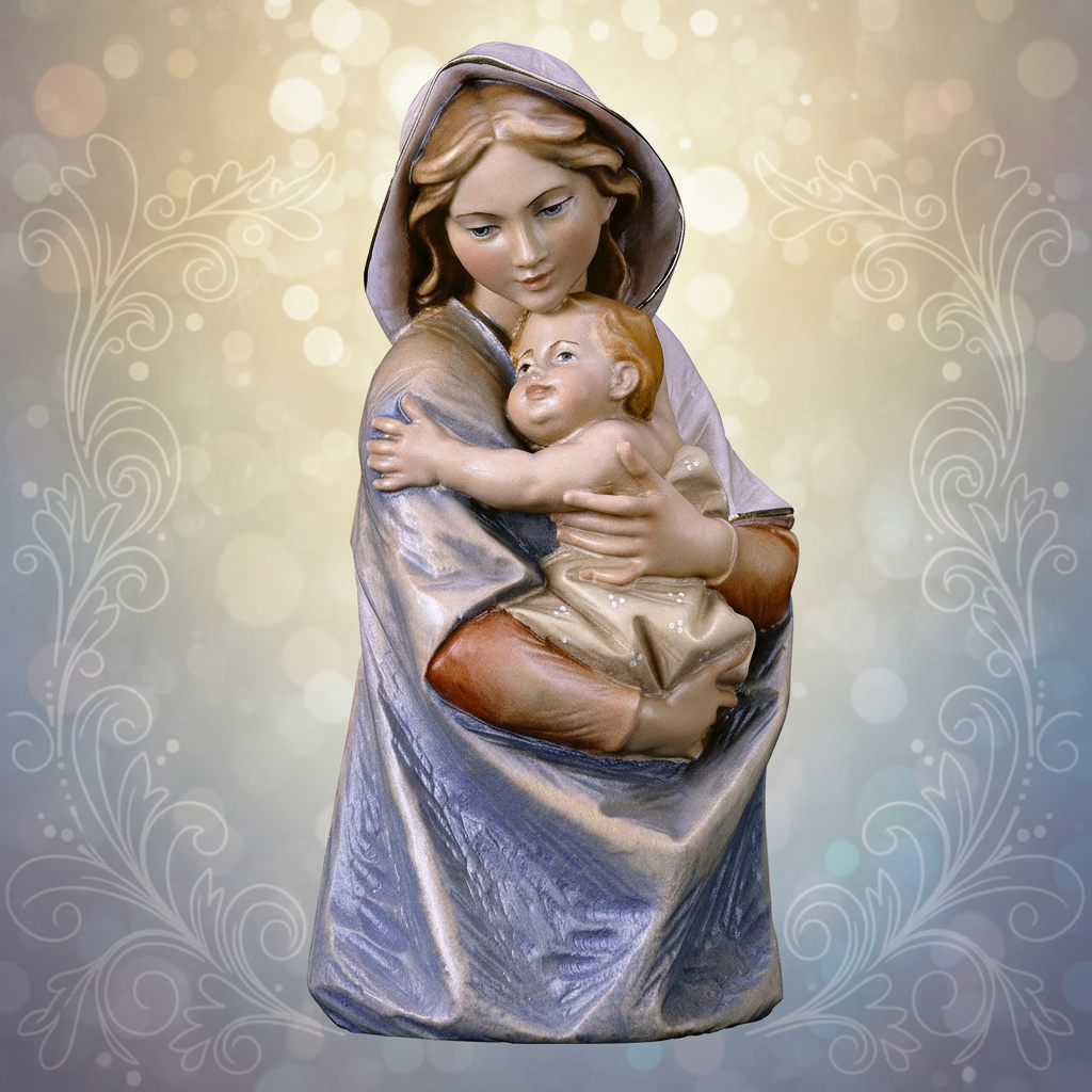 Enhanced Our Lady & Child Bust with stylized background