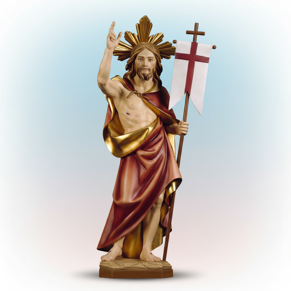 Enhanced Resurrection of Jesus with Halo Statue