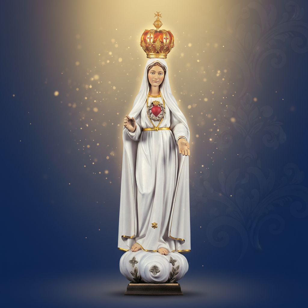 Enhanced Sacred Heart of Mary Statue with Background