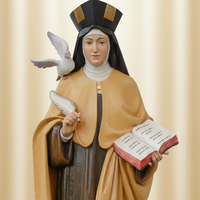Enhanced Saint Teresa of Avila Statue