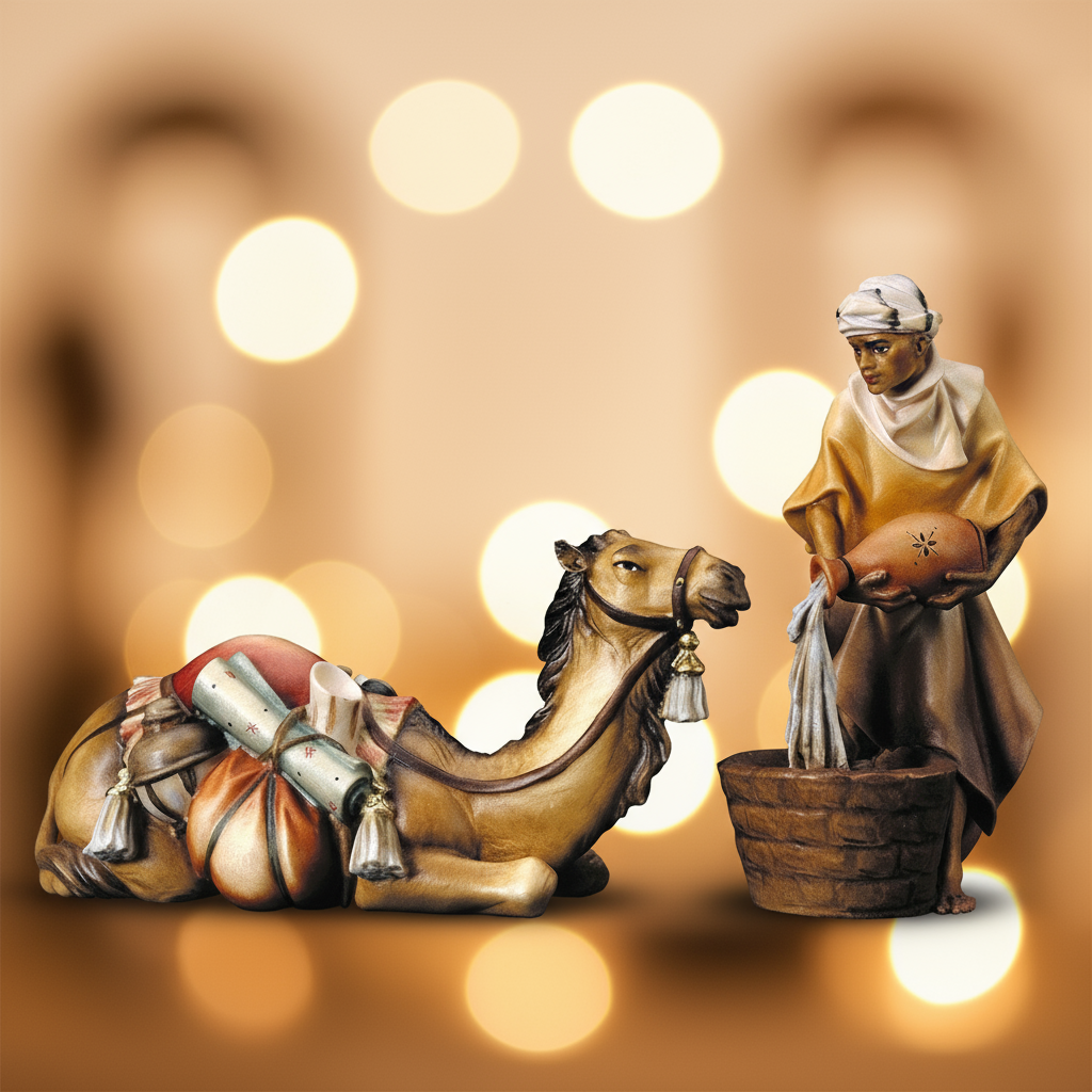 Enhanced Shepherd with Lying Camel Nativity Figure
