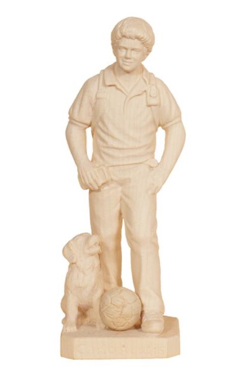 Saint Carlo Acutis with Dog and Ball | Multiple Sizes & Finishes