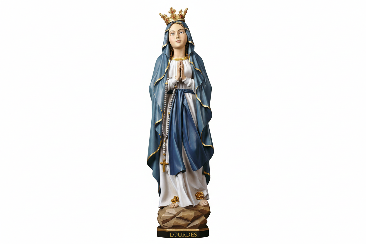 Our Lady of Lourdes statue with blue cape - secondary image