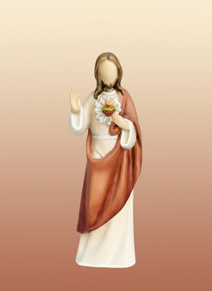 Sacred Heart Statue with Gradient Background