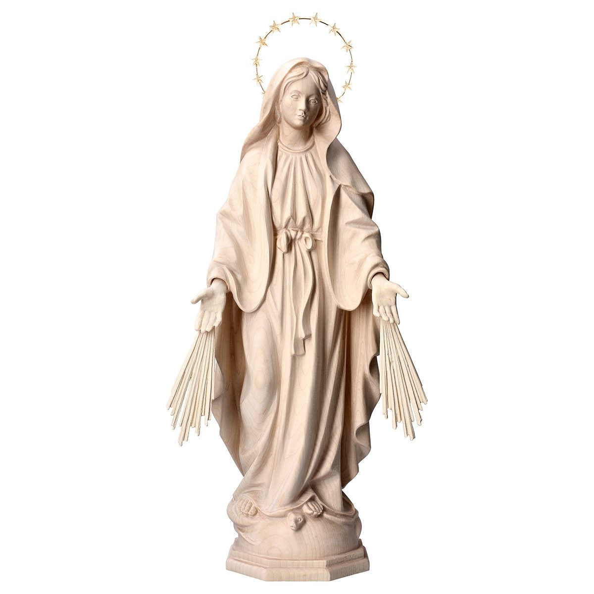 Our Lady of Grace with Rays and Brass Halo Statue | Multiple Sizes & Finishes