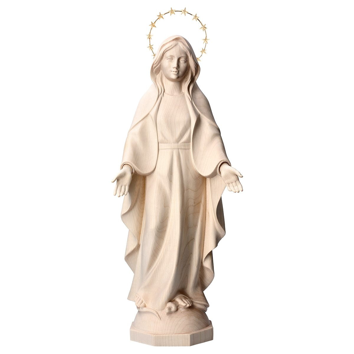 Modern Our Lady of Grace Statue with Brass Halo | Multiple Sizes & Finishes