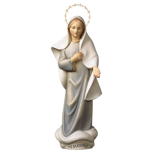 Modern Our Lady of Medjugorje with Brass Halo | Multiple Sizes & Finishes