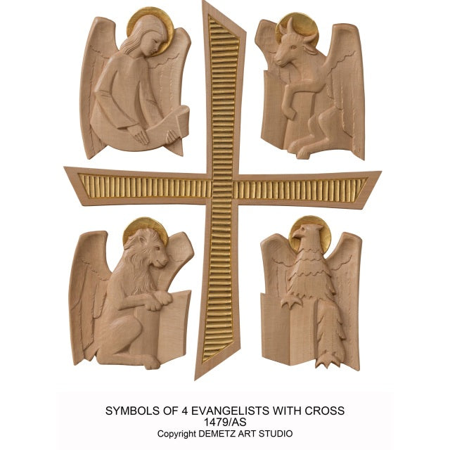 Four Evangelists Symbols | 3/4 Relief Set with Cross | Multiple Finishes Available