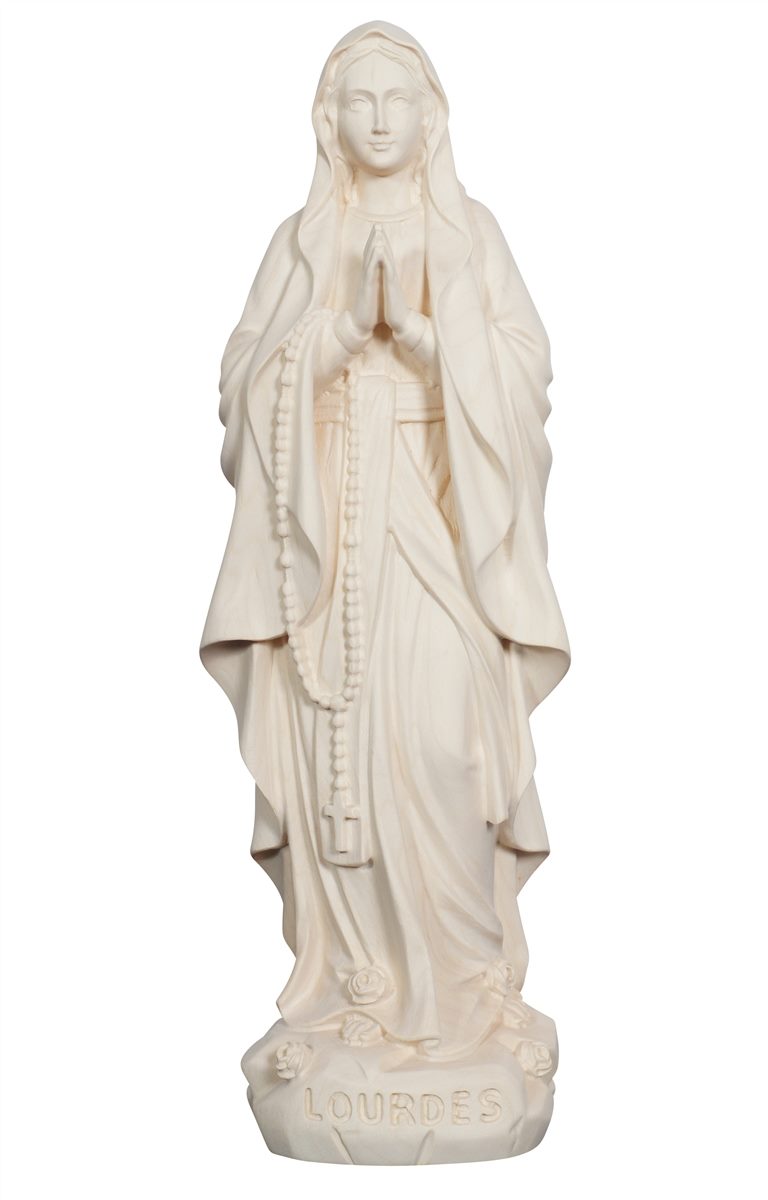 Our Lady of Lourdes Hand-Carved Wood Statue - Multiple Sizes & Finishes