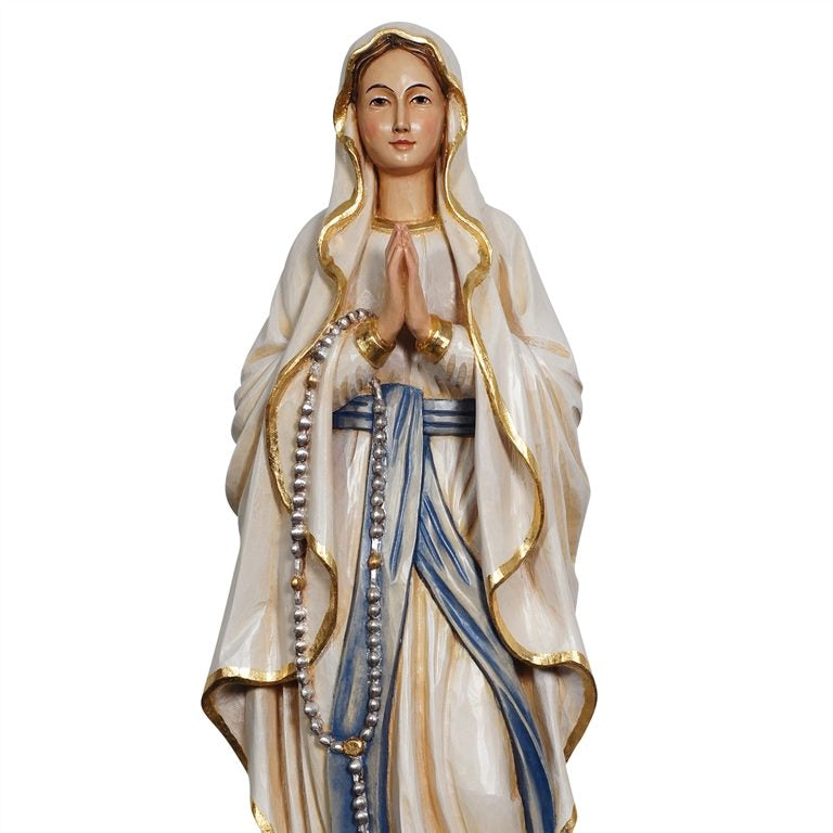 Our Lady of Lourdes Hand-Carved Wood Statue - Multiple Sizes & Finishes