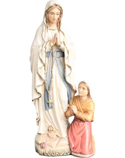Exquisite Hand-Carved Wooden Our Lady of Lourdes Bernadette Statue Religious Decor