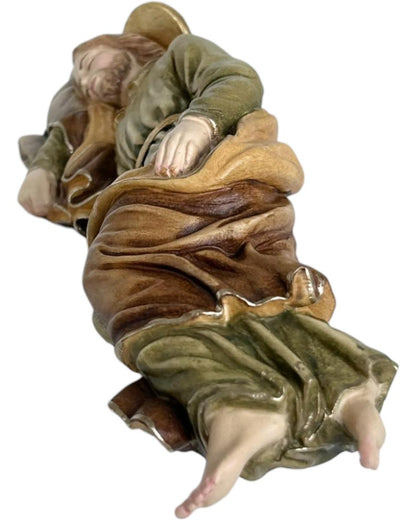 Exquisite Hand-Carved Sleeping Saint Joseph Wood Religious Statue - Italian Sacred Art