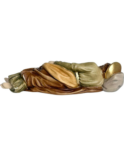 Exquisite Hand-Carved Sleeping Saint Joseph Wood Religious Statue - Italian Sacred Art