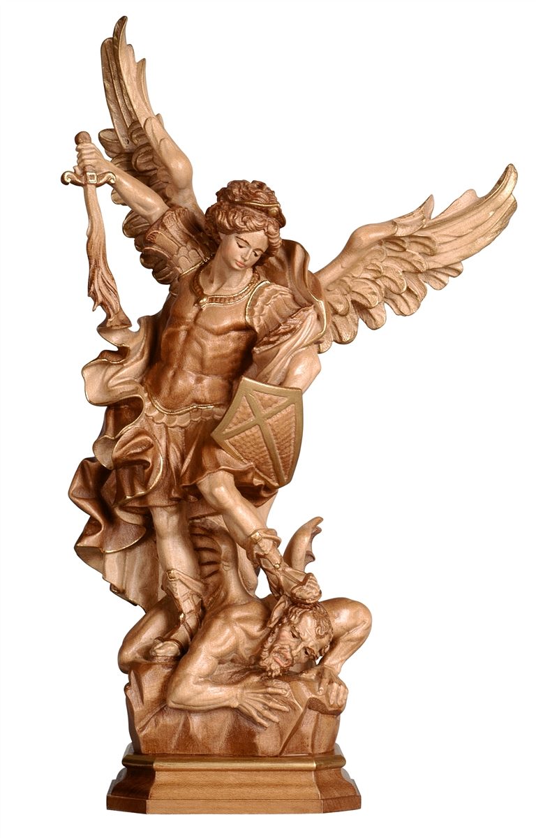 Italian St. Michael Catholic statue by PEMA woodcarving