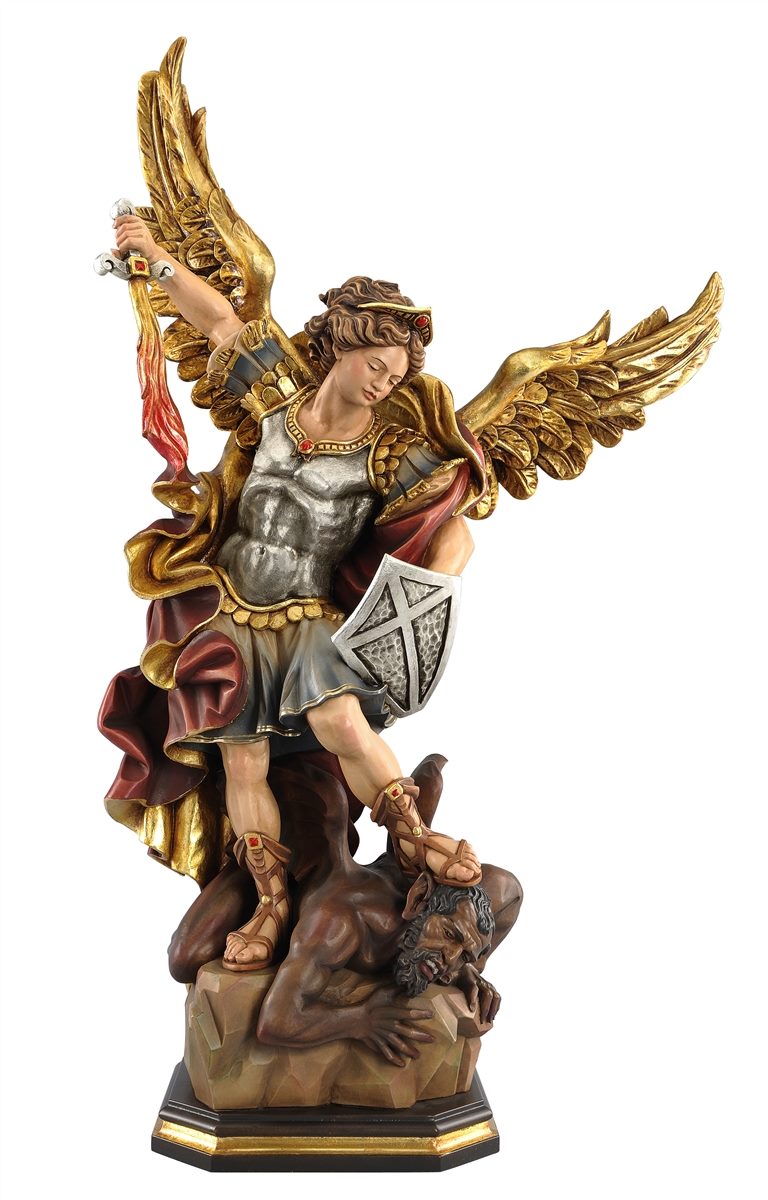 St. Michael the Archangel Italian wood statue by PEMA Val Gardena