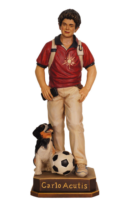 St. Carlo Acutis with Dog and Ball | Multiple Sizes