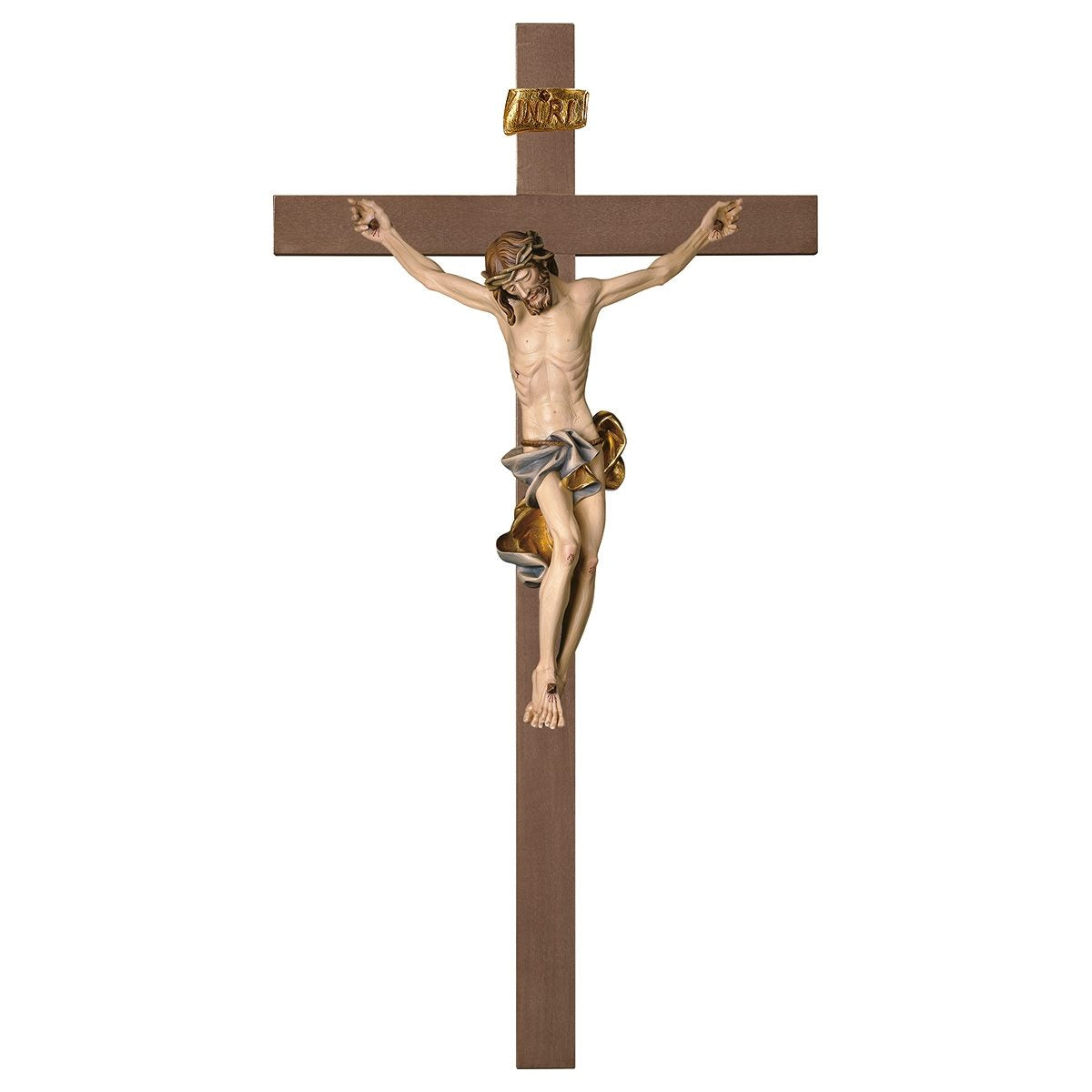Baroque Plain Wood Crucifix | Multiple Sizes & Colors