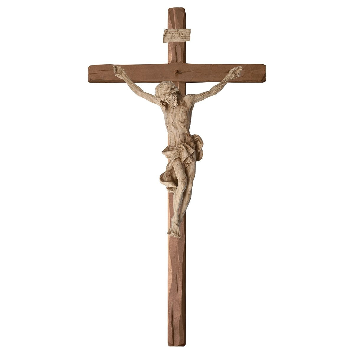 Baroque Natural Oak Straight Crucifix | Multiple Sizes