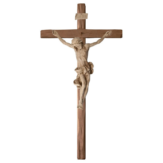 Baroque Natural Oak Straight Crucifix | Multiple Sizes