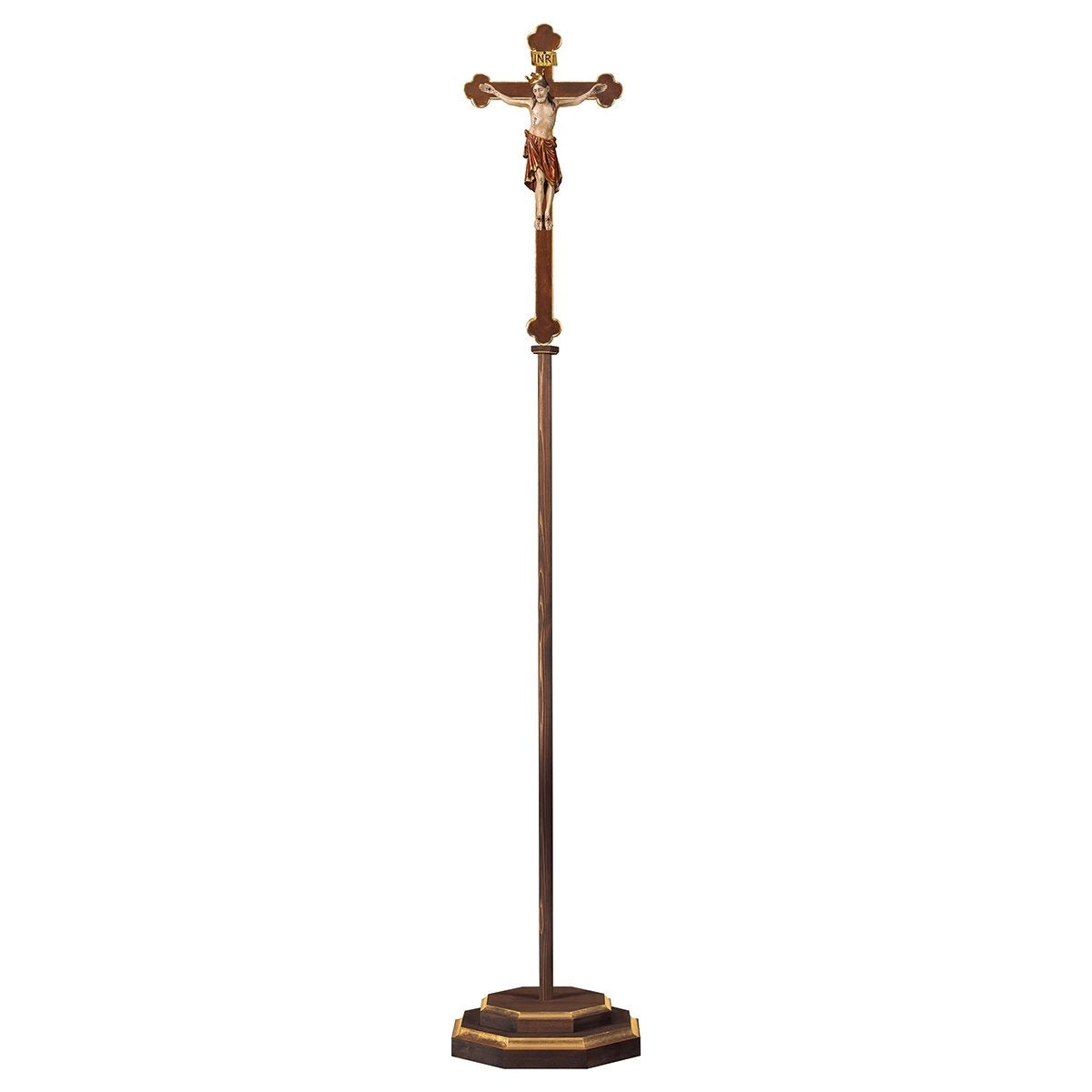 Romanic Baroque Processional Crucifix with Crown | Multiple Sizes