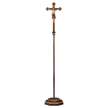 Romanic Baroque Processional Crucifix with Crown | Multiple Sizes