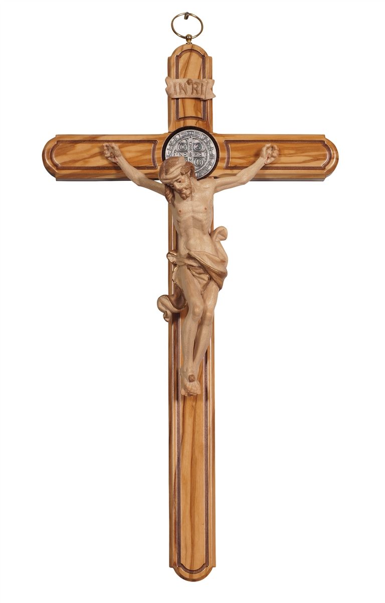 Leonardo Olive Wood Saint Benedict Crucifix | Multiple Finishes