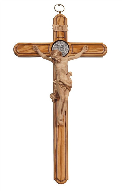 Leonardo Olive Wood Saint Benedict Crucifix | Multiple Finishes