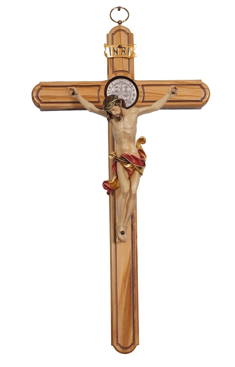 Leonardo Olive Wood Saint Benedict Crucifix | Multiple Finishes