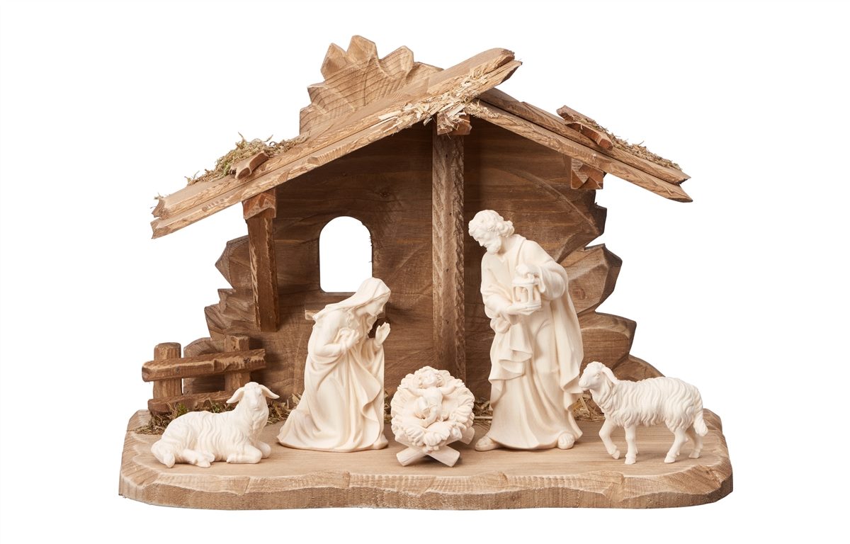 7-Piece Kostner "Tyrol Stable" Nativity Set | Includes Two Lambs | Multiple Sizes & Finishes