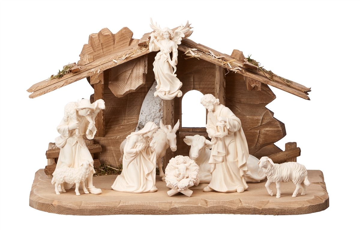 10-Piece Kostner "Tyrol Stable" Nativity | Multiple Sizes & Finishes