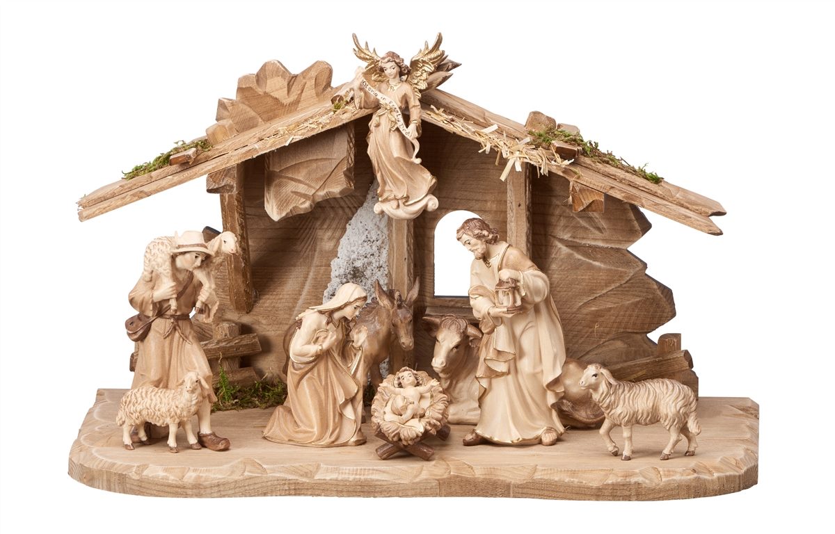 10-Piece Kostner "Tyrol Stable" Nativity | Multiple Sizes & Finishes