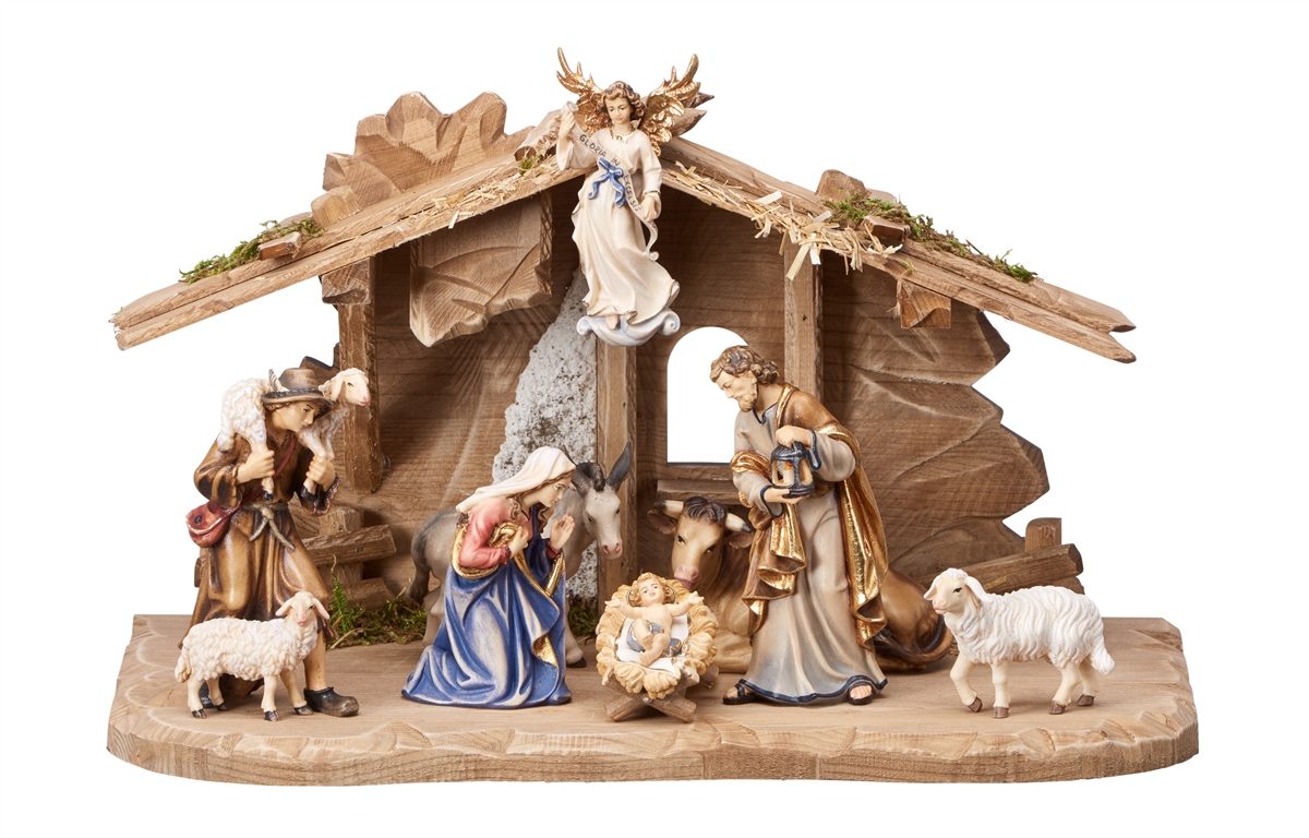 10-Piece Kostner "Tyrol Stable" Nativity | Multiple Sizes & Finishes